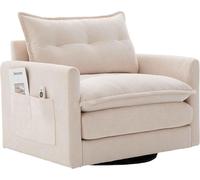 Sillón reclinable giratorio de 360° con reposabrazos, sofá individual grande, sillón moderno con cojín, sillón de relax para el salón, en beige, gris, y rosa