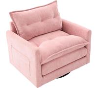 Sillón reclinable giratorio de 360° con reposabrazos, sofá individual grande, sillón moderno con cojín, sillón de relax para el salón, en beige, gris, y rosa