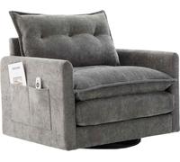 Sillón reclinable giratorio de 360° con reposabrazos, sofá individual grande, sillón moderno con cojín, sillón de relax para el salón, en beige, gris, y rosa