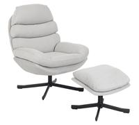 Sillón reclinable HOMCOM con reposapiés, giratorio, con amplio asiento, color crema