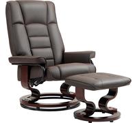 Sillón reclinable HOMCOM con reposapiés, giratorio, ideal para televisión, con función de reclinación, tapizado en cuero sintético