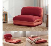 Sillón reclinable HWC-E68, sofá cama, sillón funcional, sillón plegable, sillón relax, tapizado en tela, color naranja/rojo oscuro