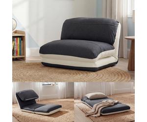 Sillón reclinable HWC-E68, sofá cama, sillón funcional, sillón plegable, sillón relax, tapizado en tela, color crema/