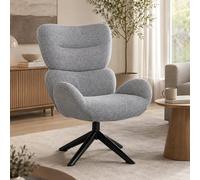 Sillón reclinable HWC-Q53, sillón de estar, silla para comedor, giratorio, estructura de metal, tapizado en chenilla (420g/m²), color gris oscuro