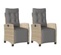 vidaXL Sillón reclinable de jardín con reposapiés 2 uds ratán PE Beige mezcla