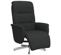 Sillón reclinable manual con giro 360° de tela 100% poliéster, madera contrachapada y metal, color negro para salón o despacho