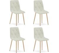 Sillón reclinable - Marca Leobert - Modelo Libra - Tapizado en color beige / Patas de madera - Dimensiones: 44,5 x 54,5 x 87 cm - Juego de 4 unidades