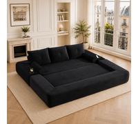 Sillón reclinable MODFU con cojín lumbar, bolsillos laterales y portavasos. Sofá de 3 plazas con tapicería de tela. Sofá modular con reposabrazos desmontables, ideal para sofá cama. Color: