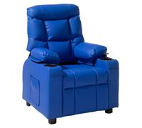 Sillón reclinable para niños, sillón reclinable para bebés con 2 portavasos y 4 bolsillos, respaldo ajustable de 107° a 126°, sofá reclinable fácil de limpiar con revestimiento de cuero sintético y re