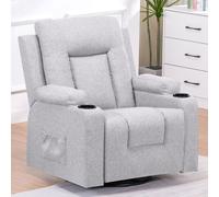 Sillón reclinable para televisión COMHOMA, tapizado en tela, con función de reclinación. Sillón de televisión ajustable, tipo reclinable, en tela color gris claro