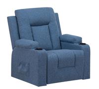 Sillón reclinable para televisión COMHOMA, tapizado en tela, con función de reclinación. Sillón de televisión ajustable, tipo reclinable, color azul, tapizado en tela