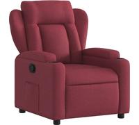 vidaXL Sillón reclinable de tela con respaldo y reposabrazos, rojo tinto