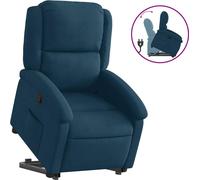 Sillón reclinable Relax de vidaXL, con ayuda para levantarse, color azul, tapizado en terciopelo