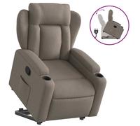 Sillón reclinable Relax de vidaXL, con ayuda para levantarse, color taupe, tapizado en tela
