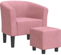 Sillón reclinable rosa de terciopelo con reposapiés, marca vidaXL