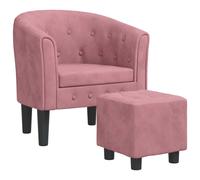 Sillón reclinable rosa de terciopelo con reposapiés, marca vidaXL