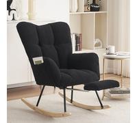 Sillón reclinable - Silla mecedora - Sillón de descanso - Sillón que ahorra espacio - Tapizado de felpa suave y ajustable