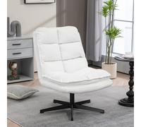 Sillón reclinable - Sillón de relax - Sillón - Silla para zona de estar - Blanco - Respaldo abatible - Función giratoria de 360°