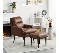 Sillón reclinable - Sillón de relax - Sofá individual - Sillón - Color marrón oscuro - Respaldo ajustable en 6 posiciones