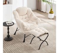 Sillón reclinable STILVORA con reposapiés y acolchado suave de algodón y PP, sillón de relax con respaldo y reposabrazos ergonómicos, sillón de lectura con estructura de acero resistente y bolsillo la