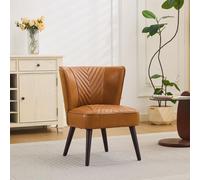 Sillón reclinable STILVORA, tapizado en cuero genuino, sin reposabrazos, sillón para sala de estar con base de madera de caucho maciza, sillón de confort de diseño moderno