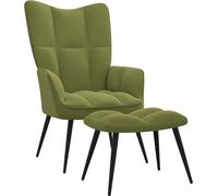 Sillón reclinable "The Living Store" con reposapiés, color verde claro, tapizado en terciopelo