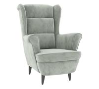 Sillón reina respaldo alto con reposabrazos gris claro 100x74x84 cm