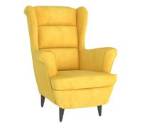 vidaXL Sillón Reina – Respaldo alto con reposabrazos, terciopelo – mostaza/azul/gris claro/oscuro