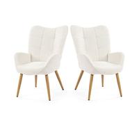 Sillón relax acolchado estilo escandinavo color blanco roto con patas de madera robusta altura ergonómica 90.5cm ideal para salón dormitorio oficina comedor moderno cómodo respaldo alto capacidad 120k