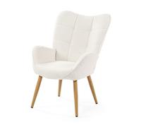 Sillón relax acolchado estilo escandinavo color blanco roto con patas de madera robusta altura ergonómica 90.5cm ideal para salón dormitorio oficina comedor moderno cómodo respaldo alto capacidad 120k
