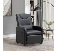 Sillón Relax de PU, Reclinable con Reposapiés, Negro, 76.5x67.5x95.5 cm