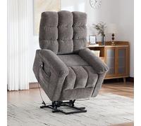 Sillón Relax Eléctrico de Chenilla, con Función de Masaje, Gris, 83x99x103 cm