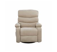 Sillón relax eléctrico giratorio 360° con masaje y función calor, respaldo y reposapiés reclinables ajustables con bolsillos laterales - caqui claro