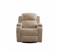 Sillón relax eléctrico giratorio 360° - masaje y función calor, respaldo y reposapiés reclinables, bolsillos laterales y portavasos - caqui claro