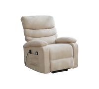 Sillón relax eléctrico multifuncional - elevación asistida, masaje y calefacción, respaldo y reposapiés eléctricos ajustables, bolsillos laterales de almacenamiento - caqui claro