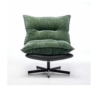 Sillón relax giratorio 360° - respaldo ajustable 3 posiciones, patas metálicas negras, cuero sintético antirrayaduras, tejido chenilla y espuma memory foam - verde