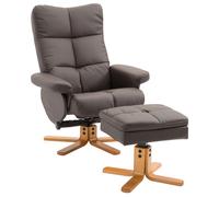 Sillón relax HOMCOM con taburete y almacenamientoSillón de televisión con función reclinable Sillón giratorio de 360° Estructura de madera de PU 80 x 86 x 99 cm Brown
