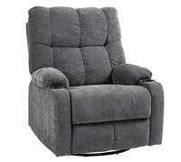 Sillón relax HOMCOM Sillón de televisión con función reclinable, función de balancín, sillón de TV giratorio con reposapiés, muelles ensacadosY portavasos, para sala de estar Brown