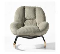 Sillón relax mecedora tapizado en pana gris estilo nórdico con asiento acolchado grueso respaldo ergonómico balanceo suave estructura de madera y metal ideal para salón lectura descanso en el hogar