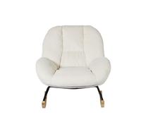 Sillón relax mecedora tapizado pana beige estilo nórdico con asiento acolchado grueso respaldo ergonómico balanceo suave estructura madera metal ideal para salón lectura descanso hogar