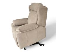 Sillon Relax Reclinable Electrico, Gravedad Cero | Desenfundable, Estructura de Madera de Pino, Puerto USB | Mecanismo Levanta Personas | Sillon Relax | Sillones Reclinables | Sillon Individual, Beige