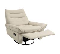 Sillón relax reclinable giratorio función balancín tapizado en pu reposapiés asiento amplio acolchado grueso crema