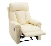 Sillón relax reclinable tapizado en pu butaca de salón con reposapiés retráctil respaldo alto resposabrazos para dormitorio 80x97x107 cm blanco