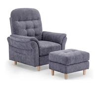 Sillón Relax Tv Reclinable Con Reposapiés Y Respaldo 4 Posiciones, Tela Chenille - Comhoma - Grau