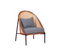 Sillón retro vintage en madera de nogal y ratán natural - robín