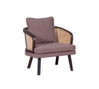 Sillón retro vintage en ratán natural y cojín de algodón - leeds