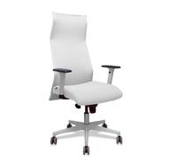 Sillón Sahuco blanco bali blanco brazos blancos base blanca ruedas parqué 65mm
