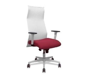 Sillón Sahuco blanco bali granate brazos blancos base blanca ruedas parqué 65mm