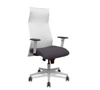 Sillón Sahuco blanco bali gris oscuro brazos blancos base blanca ruedas parqué 65mm