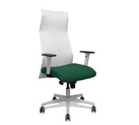 Sillón Sahuco blanco bali verde botella brazos blancos base blanca ruedas parqué 65mm